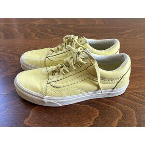 Vans Unisex Mens 5.5 Womens 7 Lace Up Pale Yellow Low Top Sneakers Leather